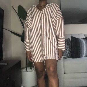 Loose striped shirt dress